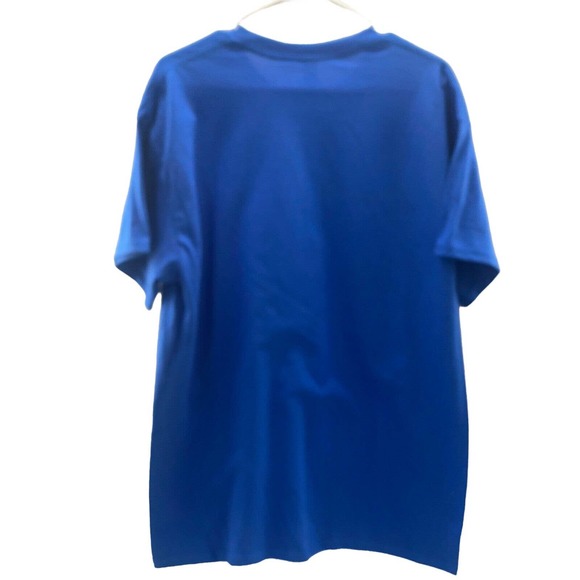 Disc Golf Shirt DISC In Hand Throwing Rainbow Vinyl Custom Logo L T-Shirt BLUE - Picture 6 of 7